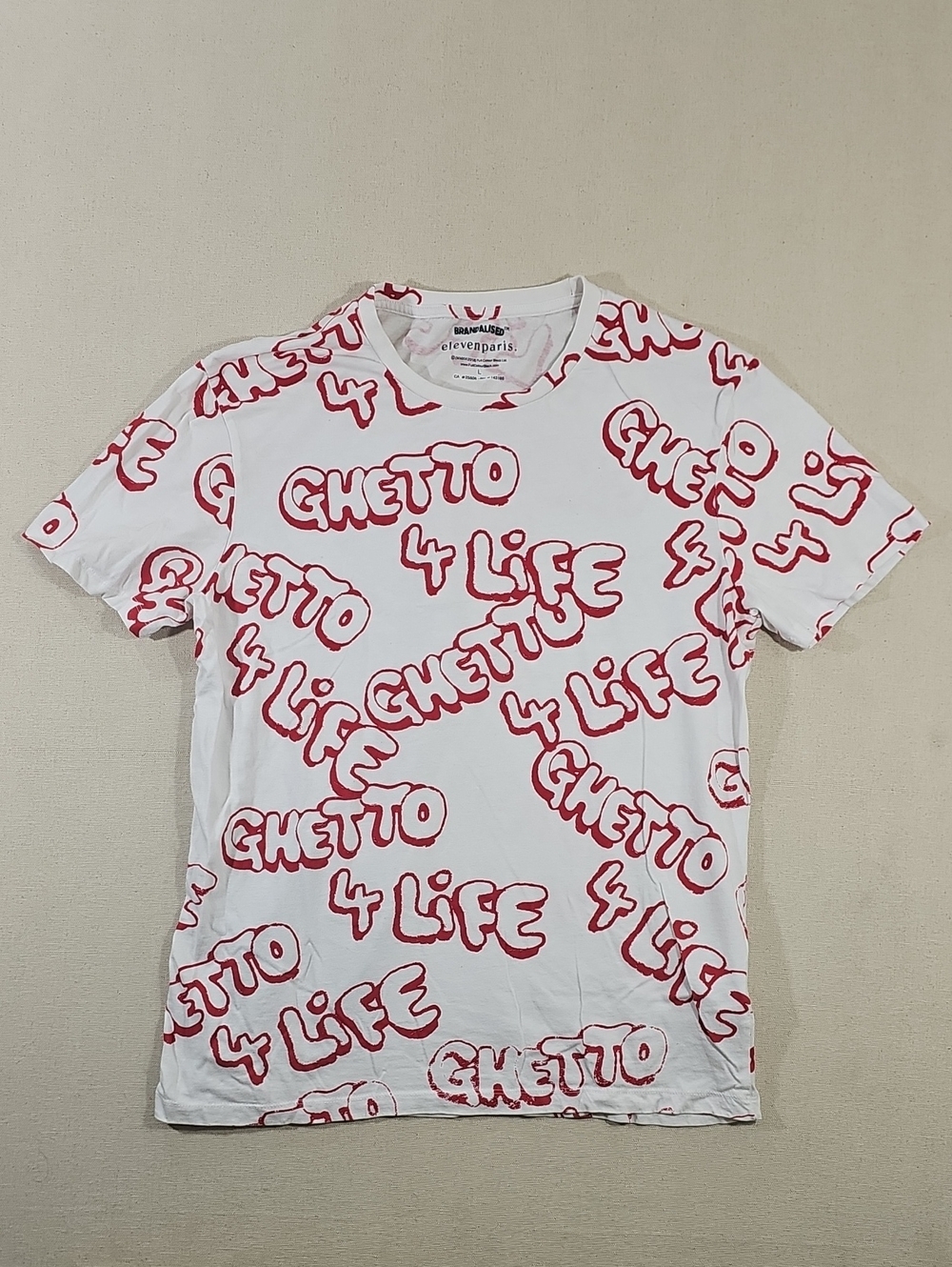 Eleven Paris White and Red 'Ghetto 4 Life' Graphic Tee